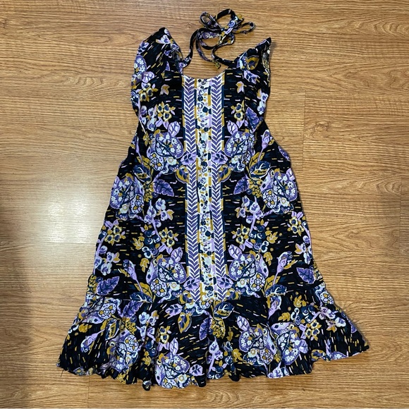 Free People - Summer In Tulum Floral Ruffle Tunic Linen Blend Size Medium - Picture 3 of 5